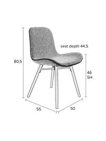 Gestoffeerde stoelen Lester, 2 stuks, Bekleding: 100% polyester, Poten: gelakt beukenhout, Bekleding: lichtgrijs. Poten: zwart, 50 x 81 cm