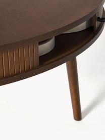 Mesa de comedor redonda Calary, Ø 120 cm, con espacio de almacenamiento, Tablero: tablero de fibra de densi, Patas: madera de roble, Madera de roble pintada marrón oscuro, Ø 120 cm