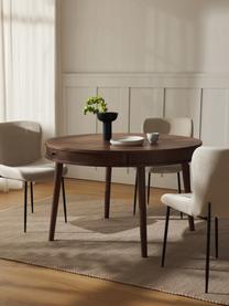 Kulatý jídelní stůl s úložným prostorem Calary, Dubové dřevo, tmavě hnědě lakované, Ø 120 cm