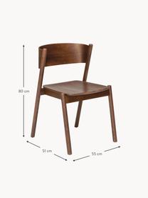 Krzesło z drewna Oblique, Stelaż: drewno bukowe, drewno dęb, Ciemne drewno naturalne, S 55 x G 51 cm