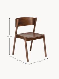 Holzstuhl Oblique, Gestell: Buchenholz, Eichenholz Di, Eichenholz, dunkel, B 55 x T 51 cm