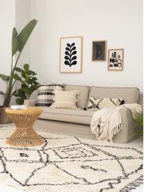 Federa arredo boho con nappe Safro, 100% cotone, Nero, color crema, Larg. 30 x Lung. 60 cm