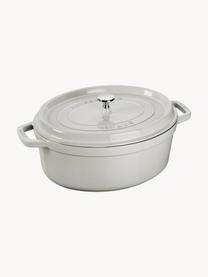 Ovale braadpan La Cocotte uit gietijzer, Geëmailleerd gietijzer, Lichtgrijs, glanzend, B 38 x H 17 cm, 5.5 L