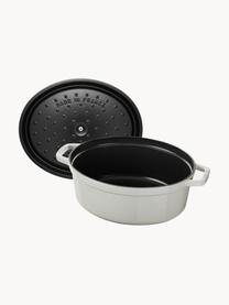 Ovale braadpan La Cocotte uit gietijzer, Geëmailleerd gietijzer, Lichtgrijs, glanzend, B 38 x H 17 cm, 5.5 L