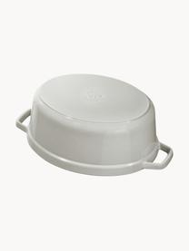 Oválný pekáč z litiny La Cocotte, Smaltovaná litina, Světle šedá, lesklá, Š 38 cm, V 17 cm, 5,5 l