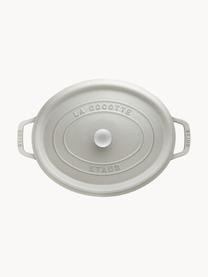 Oválný pekáč z litiny La Cocotte, Smaltovaná litina, Světle šedá, lesklá, Š 38 cm, V 17 cm, 5,5 l