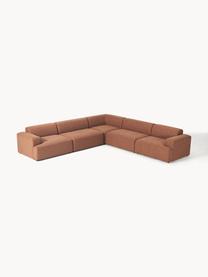 Divano angolare XL Melva, Rivestimento: 100% poliestere Con 115.0, Struttura: legno massiccio di pino e, Piedini: plastica Questo prodotto , Tessuto terracotta, Larg. 458 x Prof. 220 cm