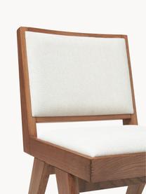 Silla de madera Sissi, Tapizado: 100% poliéster Alta resis, Estructura: madera de roble maciza, Asiento: contrachapado de madera d, Tejido blanco crema, madera de roble oscura, An 46 x F 56 cm