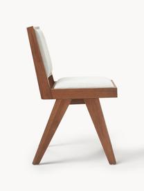 Houten stoel Sissi met vulling, Bekleding: 100% polyester Met 10.000, Frame: massief eikenhout, Geweven stof crèmewit, donker eikenhout, B 46 x D 56 cm