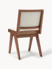 Chaise rembourrée en bois Sissi, Tissu blanc crème, bois de chêne foncé, larg. 46 x prof. 56 cm