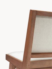 Krzesło tapicerowane z drewna Sissi, Tapicerka: 100% poliester Dzięki tka, Stelaż: lite drewno dębowe, Kremowobiała tkanina, ciemne drewno dębowe, S 46 x G 56 cm