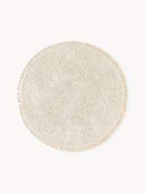 Tappeto rotondo in cotone fatto a mano con frange Daya, Retro: lattice, Beige, bianco, Ø 200 cm (taglia L)