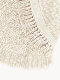 Okrúhly ručne tuftovaný bavlnený koberec so strapcami Daya, Béžová, biela, Ø 200 cm