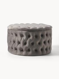 Grand pouf en velours avec rangement Chiara, Velours taupe, Ø 70 x haut. 42 cm