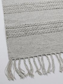 Baumwollteppich Tanya mit Ton-in-Ton-Webstreifenstruktur und Fransenabschluss, 100% Baumwolle, Hellgrau, B 200 x L 300 cm (Größe L)