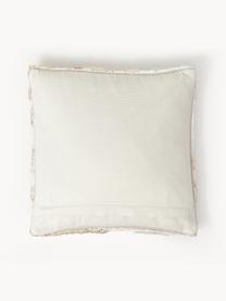 Housse de coussin 45x45 motif végétal tufté Sela, 100 % coton bio, Beige, blanc crème, larg. 45 x long. 45 cm