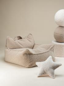 Pouf a sacco per bambini in teddy Sugar, Teddy beige chiaro, Larg. 70 x Prof. 80 cm