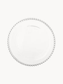 Glazen dinerborden Perles met randdecoratie, 3 stuks, Glas, Transparant, Ø 27 cm