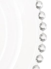 Glazen dinerborden Perles met randdecoratie, 3 stuks, Glas, Transparant, Ø 27 cm
