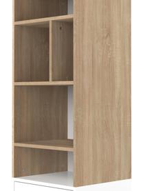 Libreria in design scandinavo con effetto legno di quercia Horizon, Piedini: legno di faggio, massicci, Legno di quercia, bianco, Larg. 47 x Alt. 153 cm