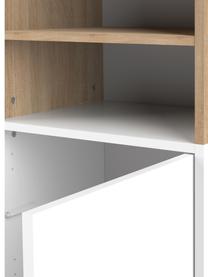 Libreria in design scandinavo con effetto legno di quercia Horizon, Piedini: legno di faggio, massicci, Legno di quercia, bianco, Larg. 47 x Alt. 153 cm