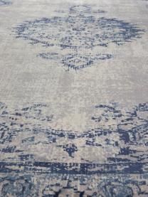 Vintage Viskoseteppich Marvel mit Fransen, Flor: 66% Viskose, 25% Baumwoll, Blau und Beigetöne, B 175 x L 240 cm (Größe M)