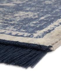 Tapis vintage bleu beige Marvel, Bleu, tons beiges