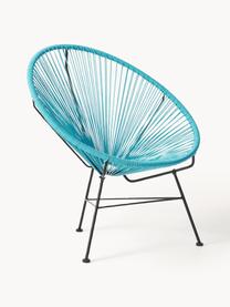 Fauteuil acapulco en plastique tressé Bahia, Turquoise, larg. 81 x prof. 73 cm