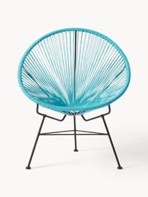 Fauteuil acapulco en plastique tressé Bahia, Turquoise, larg. 81 x prof. 73 cm