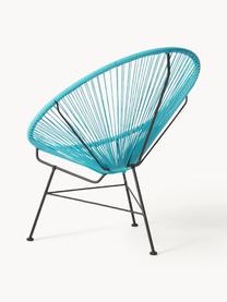 Fauteuil acapulco en plastique tressé Bahia, Turquoise, larg. 81 x prof. 73 cm