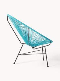 Loungefauteuil Bahia van kunststoffen vlechtwerk, Zitvlak: kunststof, Frame: gepoedercoat metaal, Turquoise, B 81 x D 73 cm