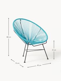 Fauteuil acapulco en plastique tressé Bahia, Turquoise, larg. 81 x prof. 73 cm