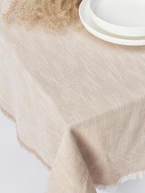 Nappe à franges Ivory, 100 % coton, Beige clair, 6-8 personnes (long. 250 x larg. 145 cm)