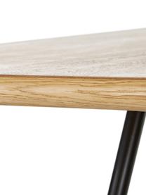 Eettafel Juno uit eikenhoutfineer, Tafelblad: MDF met eikenhoutfineer e, Frame: gepoedercoat metaal, Eikenhoutfineer, B 180 x D 90 cm