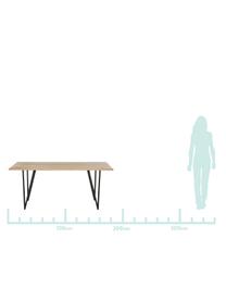 Esstisch Juno aus Eichenholzfurnier, Tischplatte: Mitteldichte Holzfaserpla, Gestell: Metall, pulverbeschichtet, Eichenholzfurnier, B 180 x T 90 cm