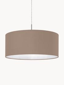 Hanglamp Parry, Baldakijn: vernikkeld metaal, Fitting: vernikkeld metaal, Lampenkap: textiel, Taupe, Ø 53 x H 23 cm