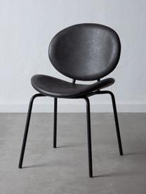Čalouněná židle z imitace kůže Frankie, Tmavě šedá, černá