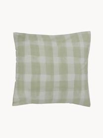 Taie d'oreiller design Candice Gray en percale de coton Milène, 2 pièces, Vert menthe, damier, 65 x 65 cm