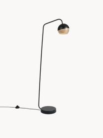 Kleine vloerlamp Ray, Lampenkap: eikenhout, FSC-gecertific, Zwart, H 127 cm