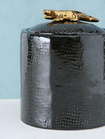 Schmuckdose Kroko, Porzellan, Schwarz, Ø 9 x H 11 cm