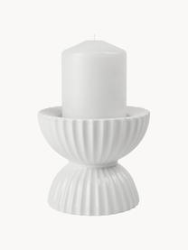 Bougeoir en porcelaine avec surface striée Tura, Porcelaine, Blanc, Ø 12 x haut. 10 cm