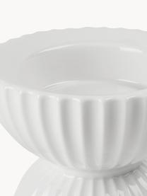 Porzellan-Windlicht Tura mit geriffelter Oberfläche, Porzellan, Weiß, Ø 12 x H 10 cm