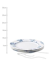 Frühstücksteller Candy Rose mit blauem Muster, 4 Stück, Fine Bone China, Weiß, Blau, Ø 23 cm