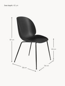 Tuin kunststoffen stoel Beetle, Zitvlak: kunststof, weerbestendig, Poten: gecoat staal, Mat zwart, B 56 x D 58 cm