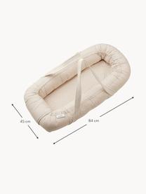 Tragbares Babynest Gro aus Baumwolle, Bezug: 100 % Baumwolle, Matratze: 100 % Polyurethan, Hellbeige, Weiß, gepunktet, B 45 x L 84 cm