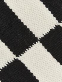 Handgeweven Kelim vloerkleed Donna met strepen, Bovenzijde: 80% wol, 20% nylon, Onderzijde: 100% katoen Bij wollen vl, Zwart, crèmewit, B 160 x L 230 cm (maat M)