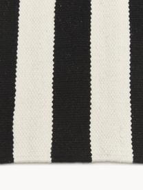 Handgewebter Kelim-Teppich Donna mit Streifen, Flor: 70 % Wolle, 19 % Nylon, 1, Schwarz, Cremeweiss, B 160 x L 230 cm (Grösse M)