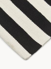 Handgewebter Kelim-Teppich Donna mit Streifen, Flor: 70 % Wolle, 19 % Nylon, 1, Schwarz, Cremeweiß, B 160 x L 230 cm (Größe M)