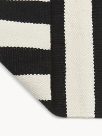 Ručně tkaný kelimový koberec s pruhy Donna, Černá, krémově bílá, Š 160 cm, D 230 cm (velikost M)