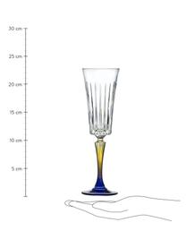 Copas flauta de champán de cristal Gipsy, 6 uds., Cristal Luxion, Transparente, amarillo, azul, Ø 7 x Al 23 cm